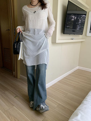 V-neck free hooded vest skirt dress