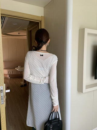 V-neck free hooded vest skirt dress