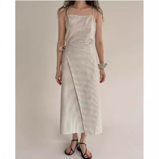 Korea strap waist thin sleeveless camisole dress