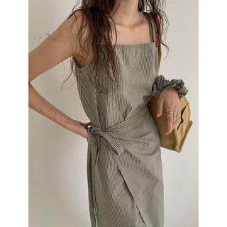 Korea strap waist thin sleeveless camisole dress