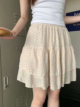 Slim waist ruffle skirt