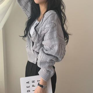 Deep V Neck Wrap cable knit sweater