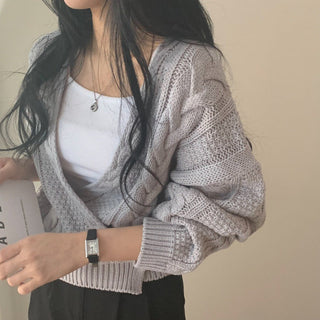 Deep V Neck Wrap cable knit sweater