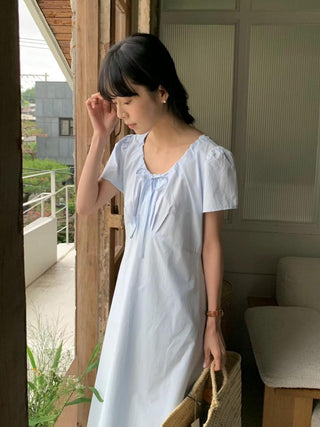 Round neck drawers lace dress