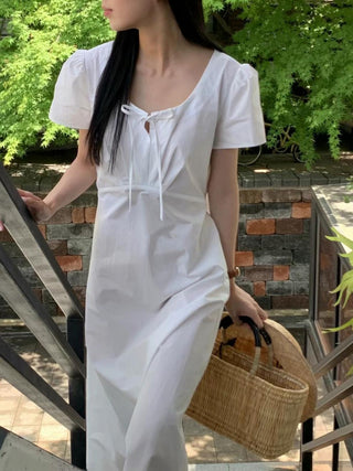 Round neck drawers lace dress