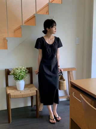 Round neck drawers lace dress