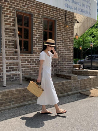 Round neck drawers lace dress