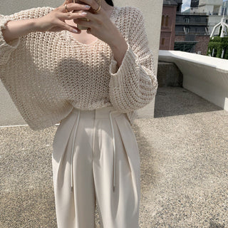 High waist wide-leg suit pants