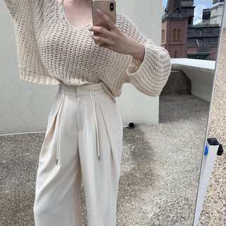 High waist wide-leg suit pants