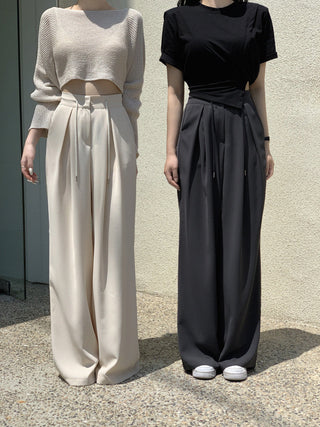 High waist wide-leg suit pants