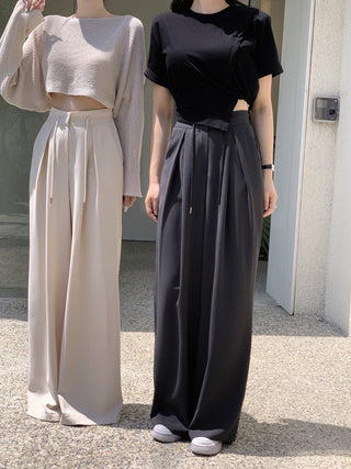 High waist wide-leg suit pants