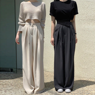 High waist wide-leg suit pants