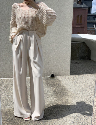 High waist wide-leg suit pants