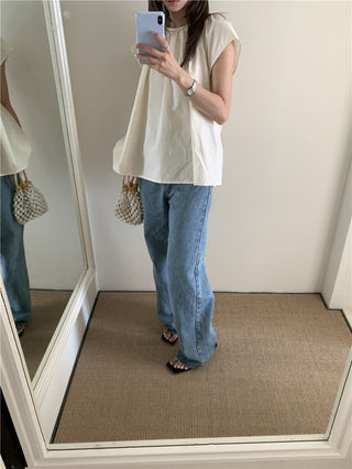 Hollow design solid color shirt