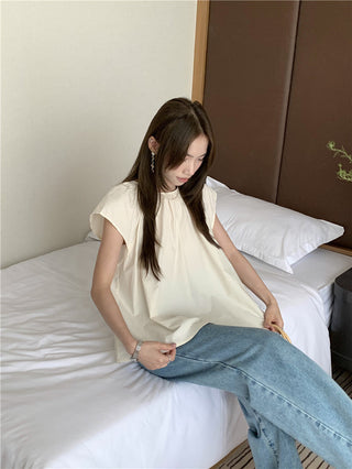 Hollow design solid color shirt