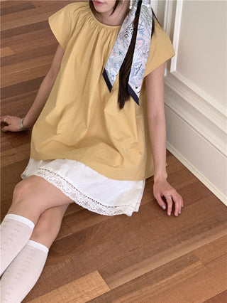 Hollow design solid color shirt