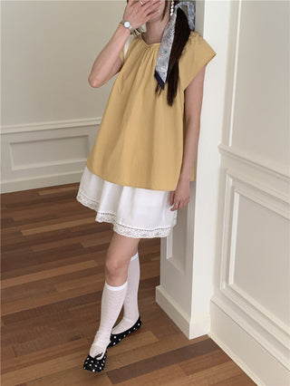Hollow design solid color shirt
