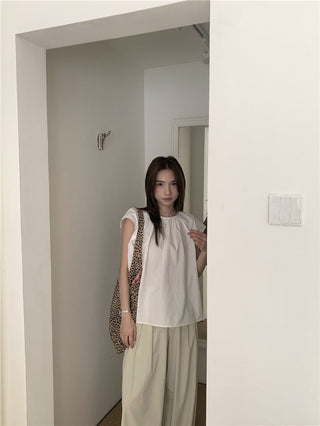 Hollow design solid color shirt