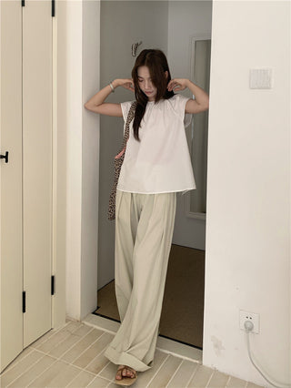 Hollow design solid color shirt
