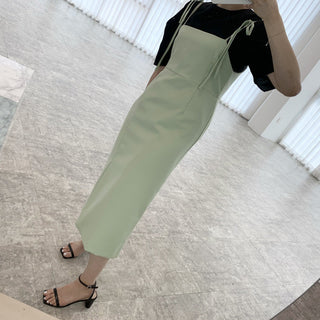 Round neck bubble sleeve shirt + skirt dress