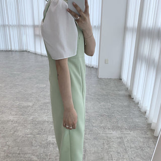Round neck bubble sleeve shirt + skirt dress