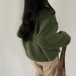 Loose V-neck knitted sweater