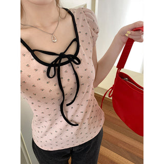 Candy flower ribbon string top