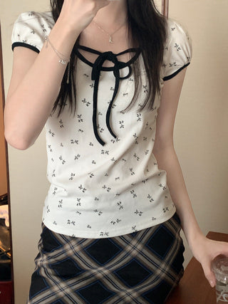 Candy flower ribbon string top