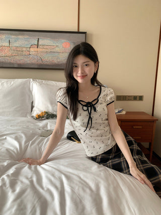 Candy flower ribbon string top