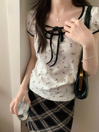 Candy flower ribbon string top