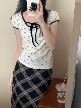 Candy flower ribbon string top