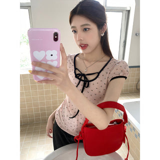 Candy flower ribbon string top