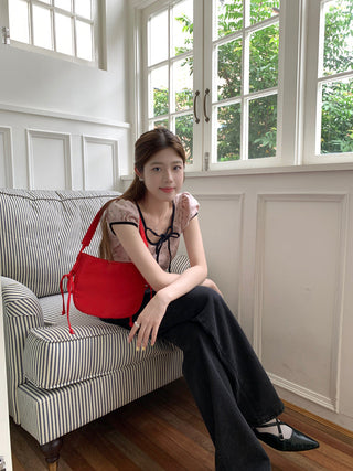 Candy flower ribbon string top