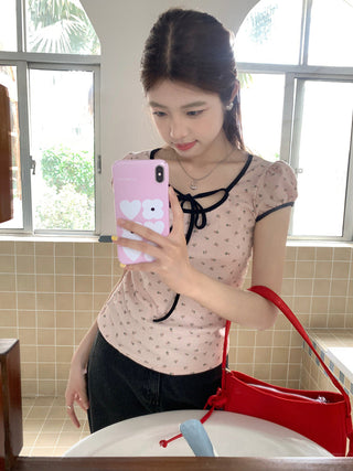 Candy flower ribbon string top
