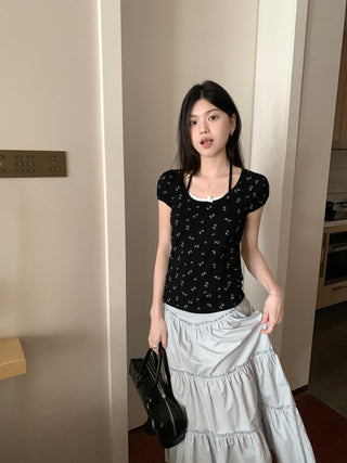 Candy flower ribbon string top