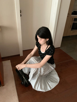 Candy flower ribbon string top