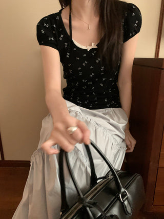 Candy flower ribbon string top