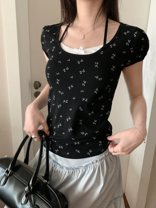 Candy flower ribbon string top