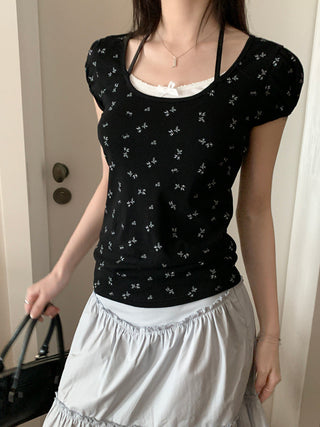 Candy flower ribbon string top