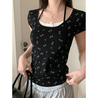 Candy flower ribbon string top