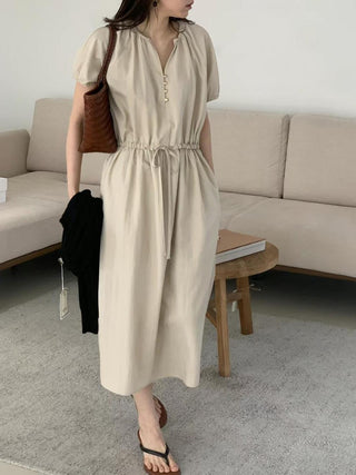 Semi-opening drawstring dress