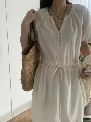 Semi-opening drawstring dress