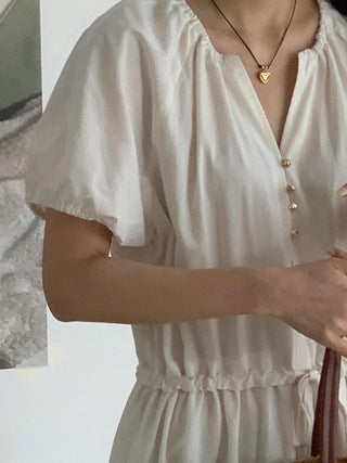 Semi-opening drawstring dress