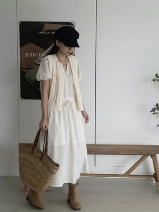 Semi-opening drawstring dress