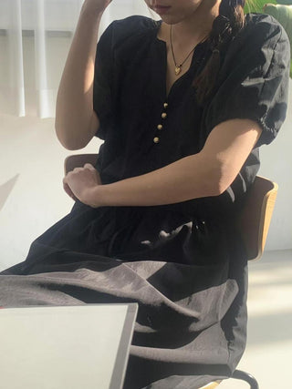 Semi-opening drawstring dress