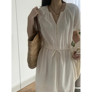 Semi-opening drawstring dress