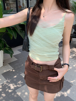 Slim embroidered camisole top
