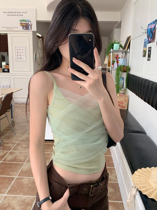 Slim embroidered camisole top