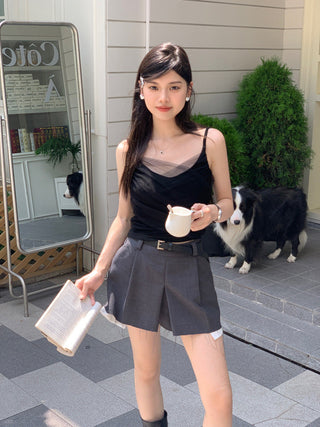 Slim embroidered camisole top
