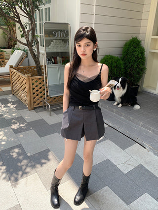 Slim embroidered camisole top